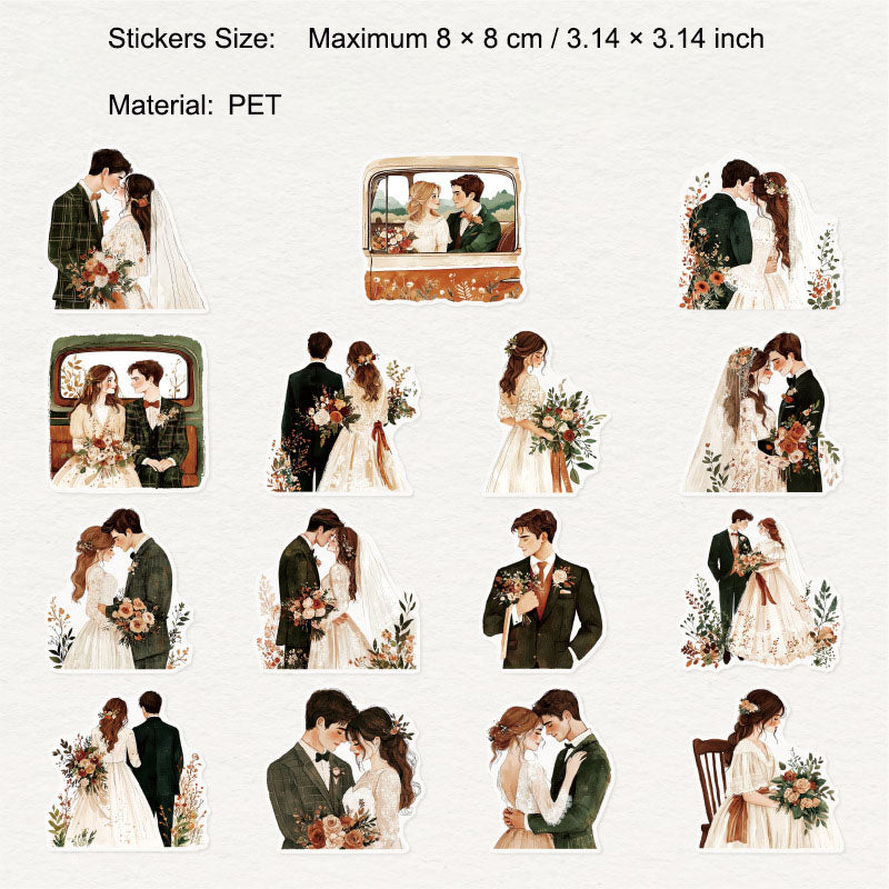 30 Pcs Couple Love Theme PET Stickers LRXL