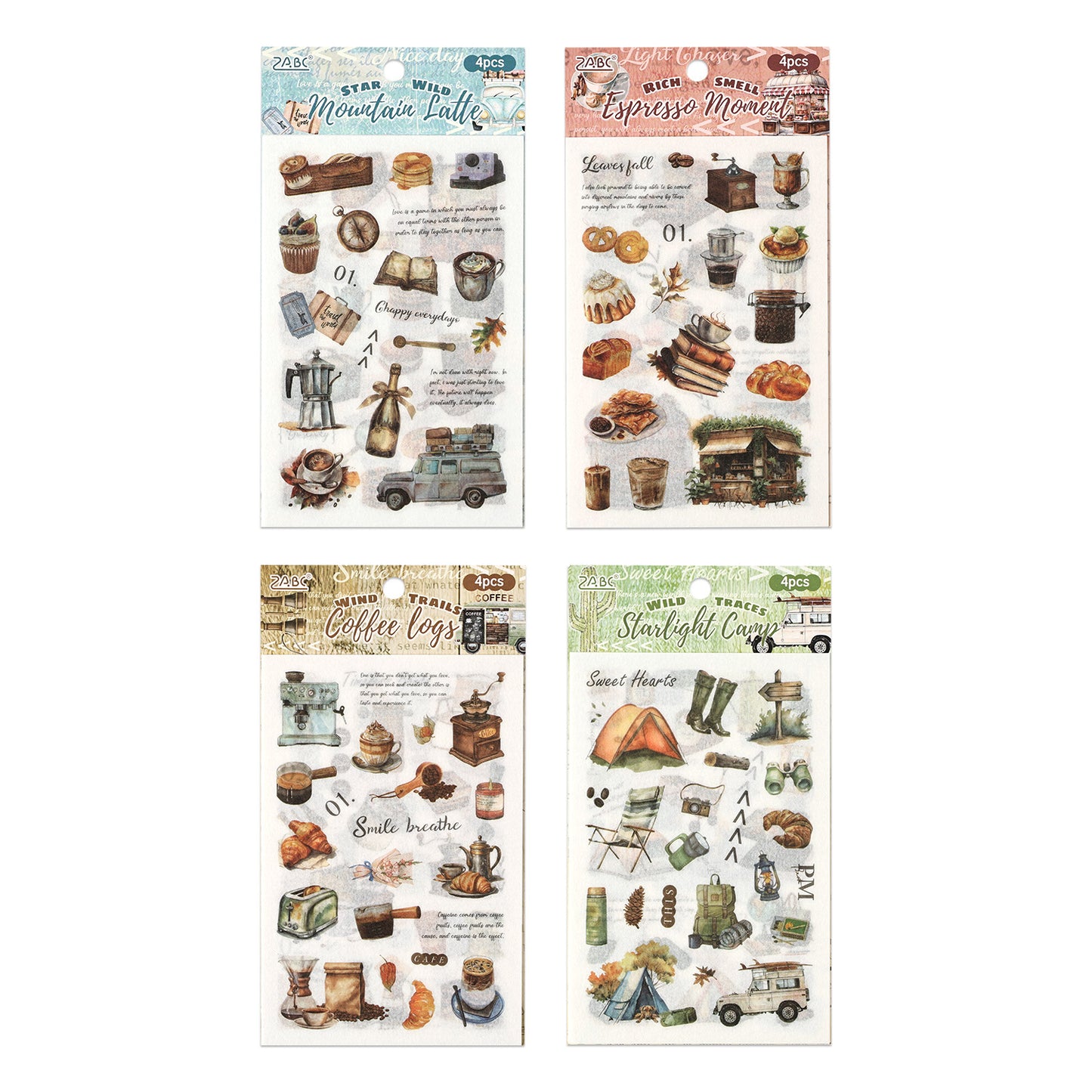4 Sheets Camping Themed Washi Stickers YYXL