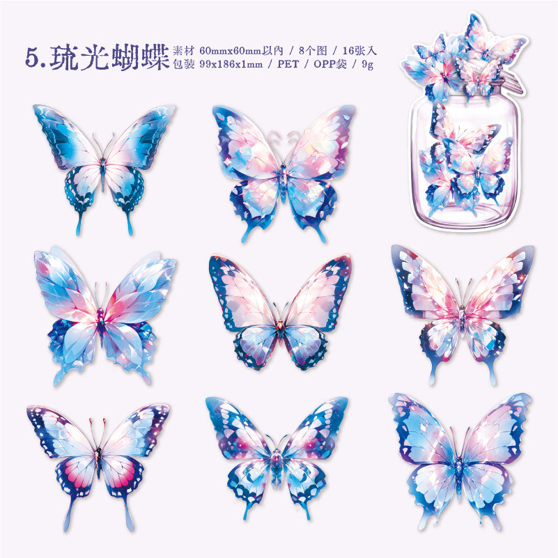 16 Pcs PET Butterfly Stickers XYHD