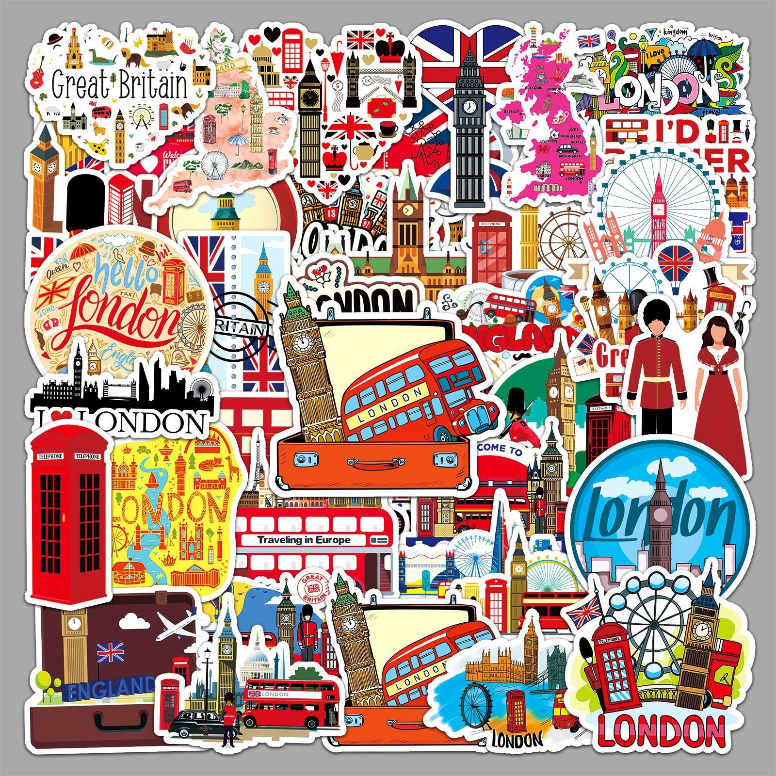 50Pcs Great Britain Travel Vinyl Stickers TRV18