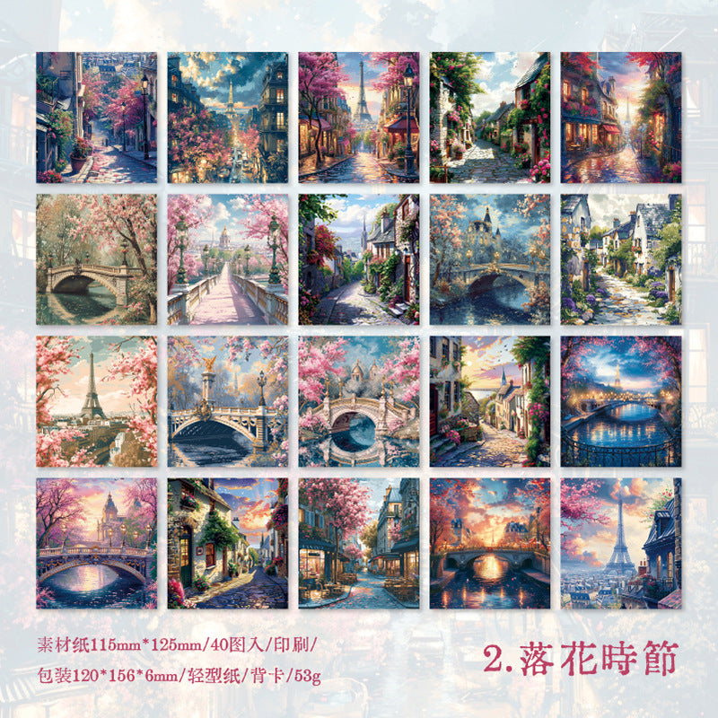 40 Pcs Vitnage Landscape Scrapbook Paper JRHXQ