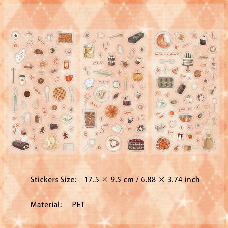 6 Sheets Dessert Drink PET Stickers BTSG