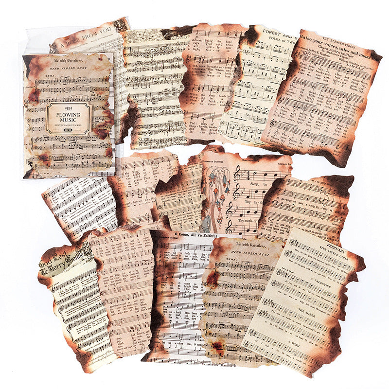 30 Pcs Flowing Music Scorched Fragment Paper Pack
