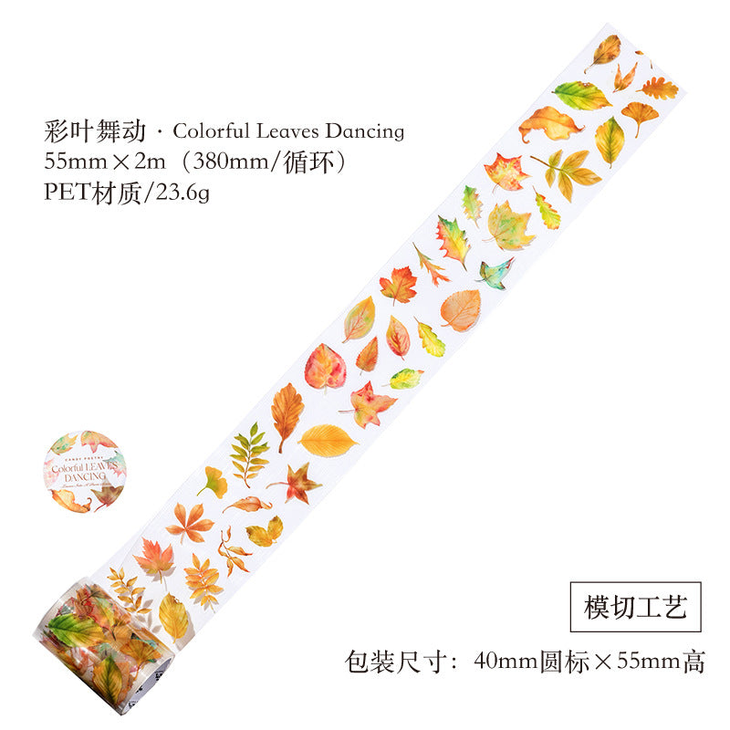 1 Roll Pre-cut PET Leaf Stickers Tape LYCS