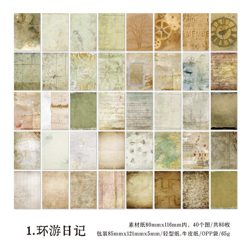 80 Pcs Vintage Scrapbook Paper YSWY