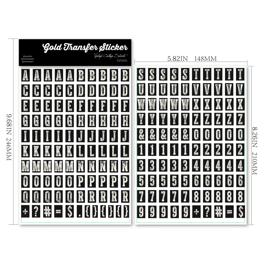2 Sheets Waterproof Rub on Stickers - Minimalist Letter