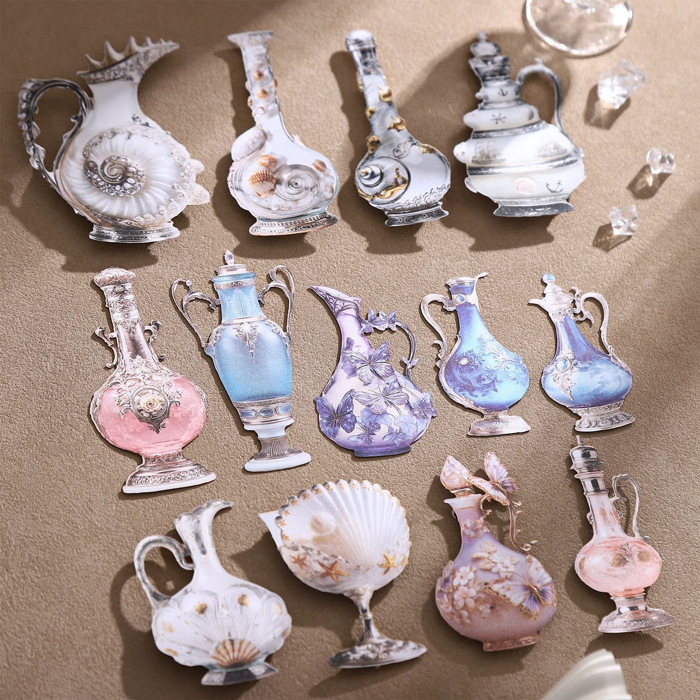 8 Pcs Rococo Glass Bottle Cardstock Stickers LKKDC