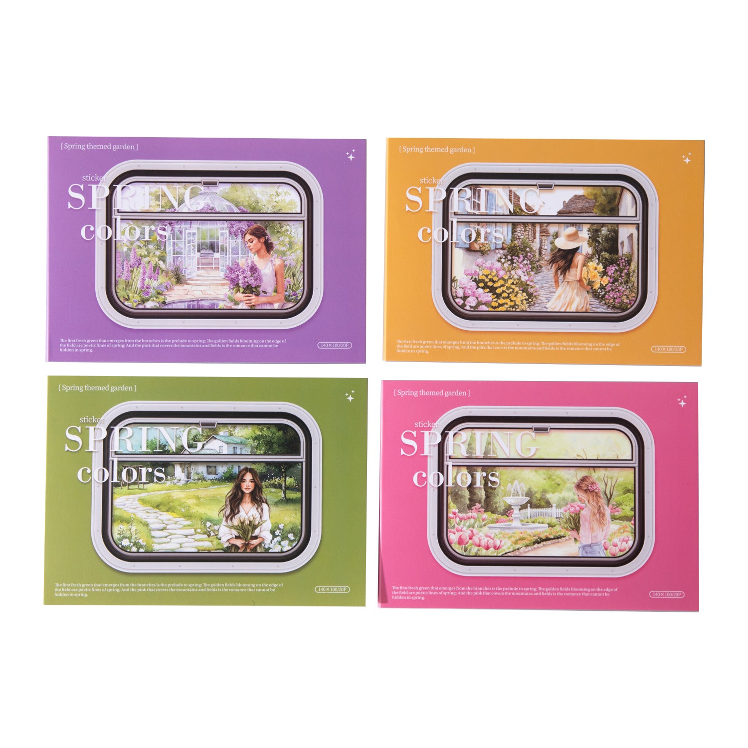 20 Sheets Spring Garden PET Stickers Book CTDYS