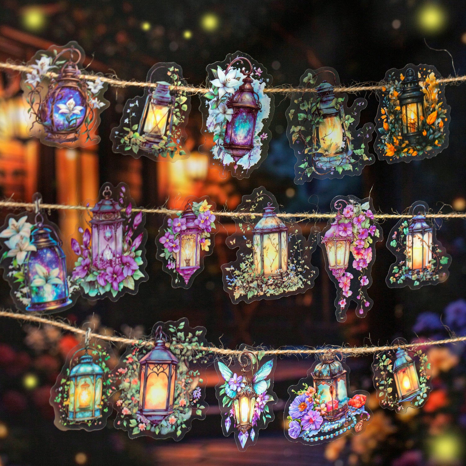 15 Pcs Garden Lamp PET Stickers YHZD