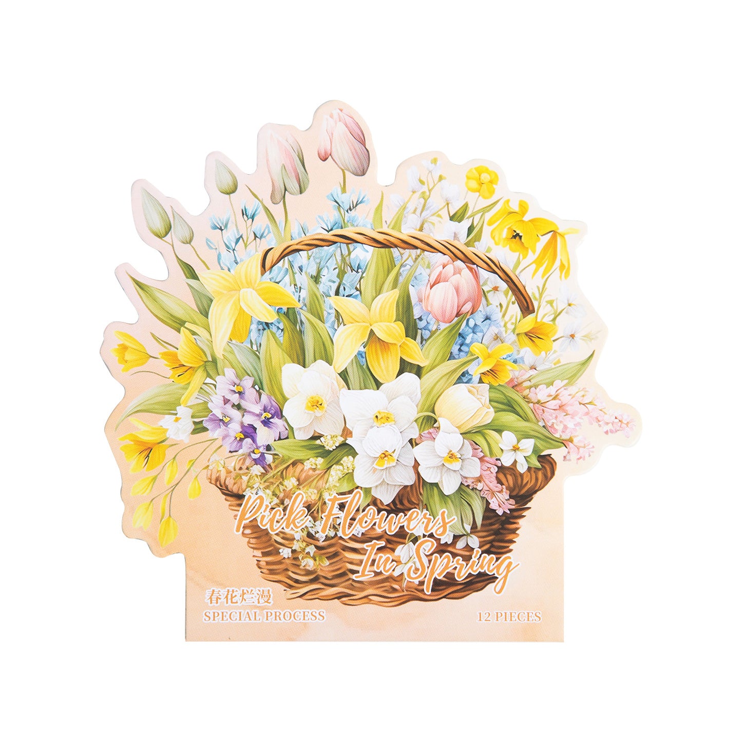 12 Pcs Flower Basket PET Stickers CRCH