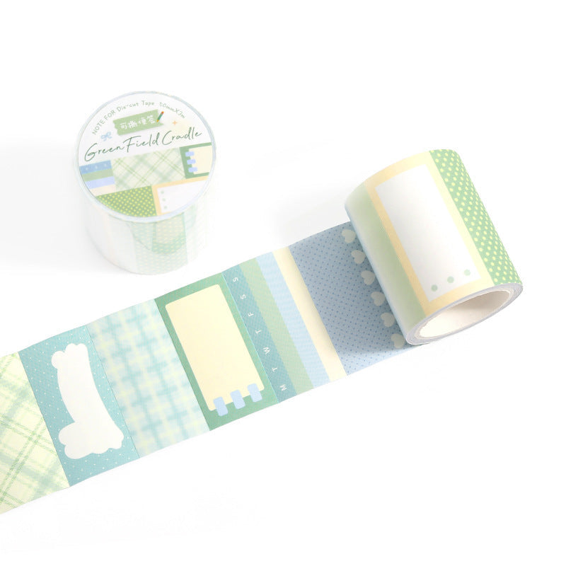 Pastel Korean Style Writeable Washi Memo Tape - Green Field