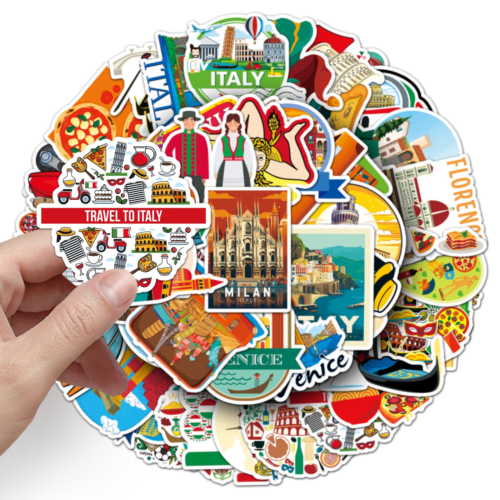 50Pcs Italy Travel Vinyl Stickers TRV07