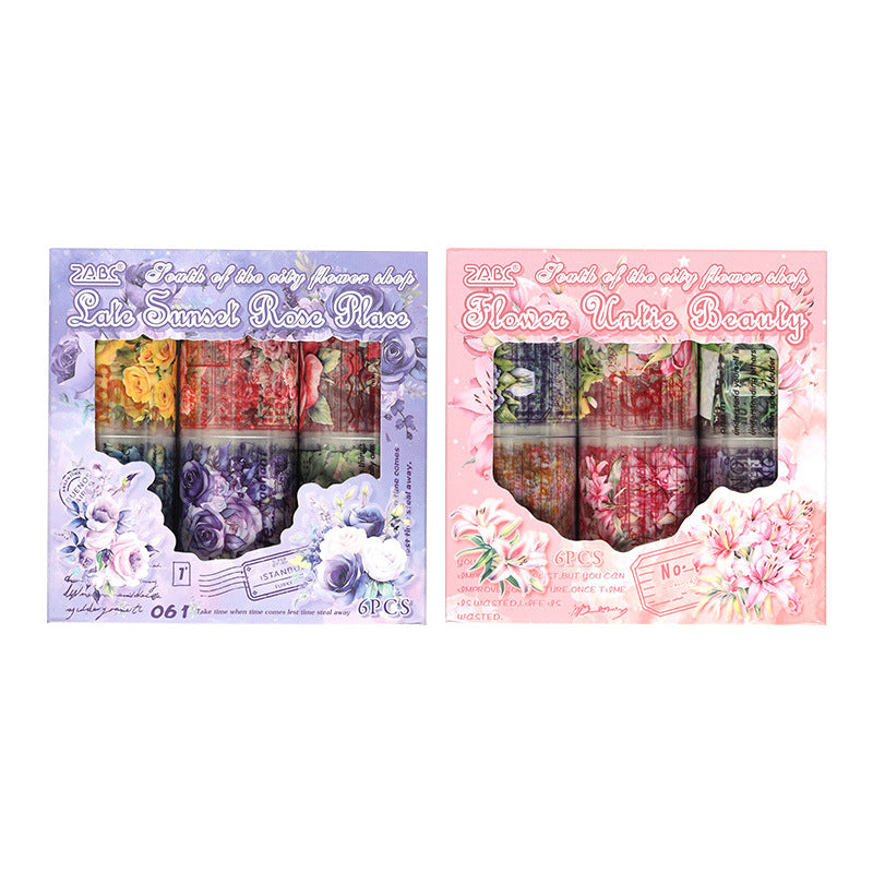 6 Rolls Flower Theme PET Tapes Set CNHD
