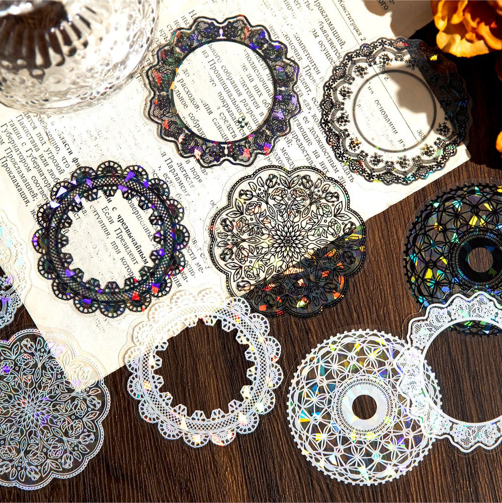 10 Pcs Lace PET Stickers ZNDLS