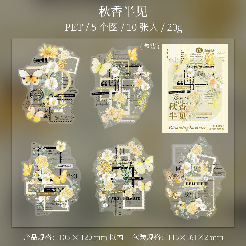 10 Pcs Butterfly and Flower PET Stickers HKSX