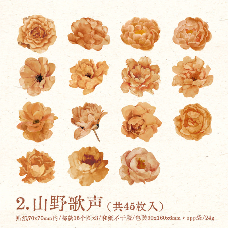 45 Pcs Vintage Plant Stickers LRSL