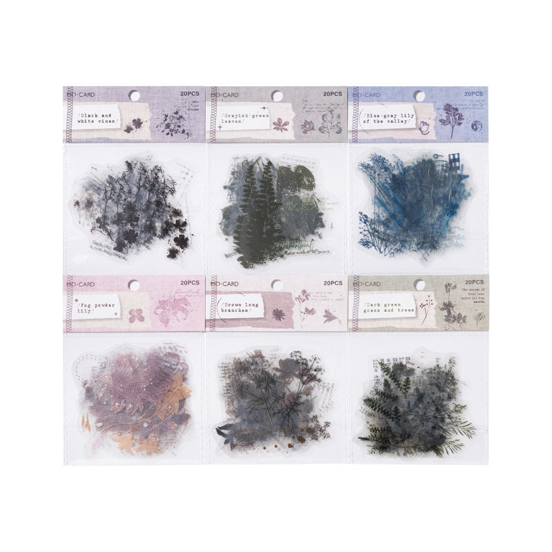 20 Pcs Vintage Botanical PET Stickers MLHC