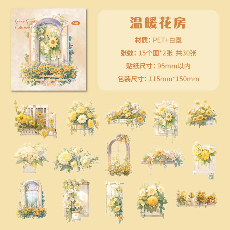 30 Pcs Gaden Theme PET Stickers GLSHY