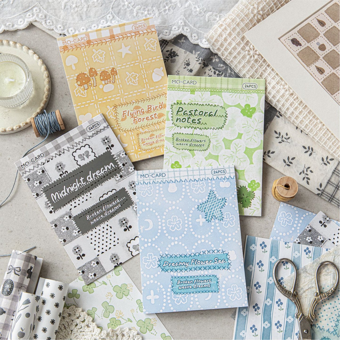 24 Pcs Floral Grid Basic Journal Paper SMZM