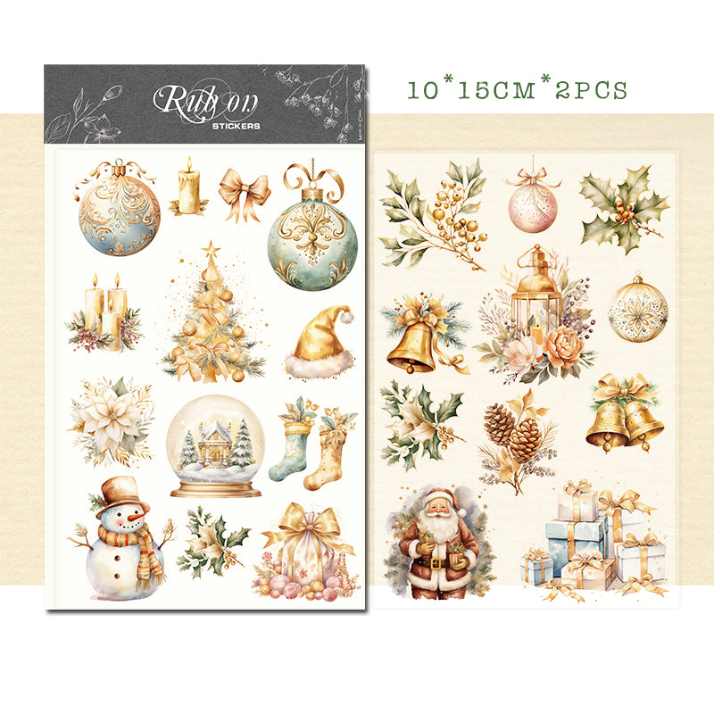 2 Sheets Christmas Rub on Stickers T2296