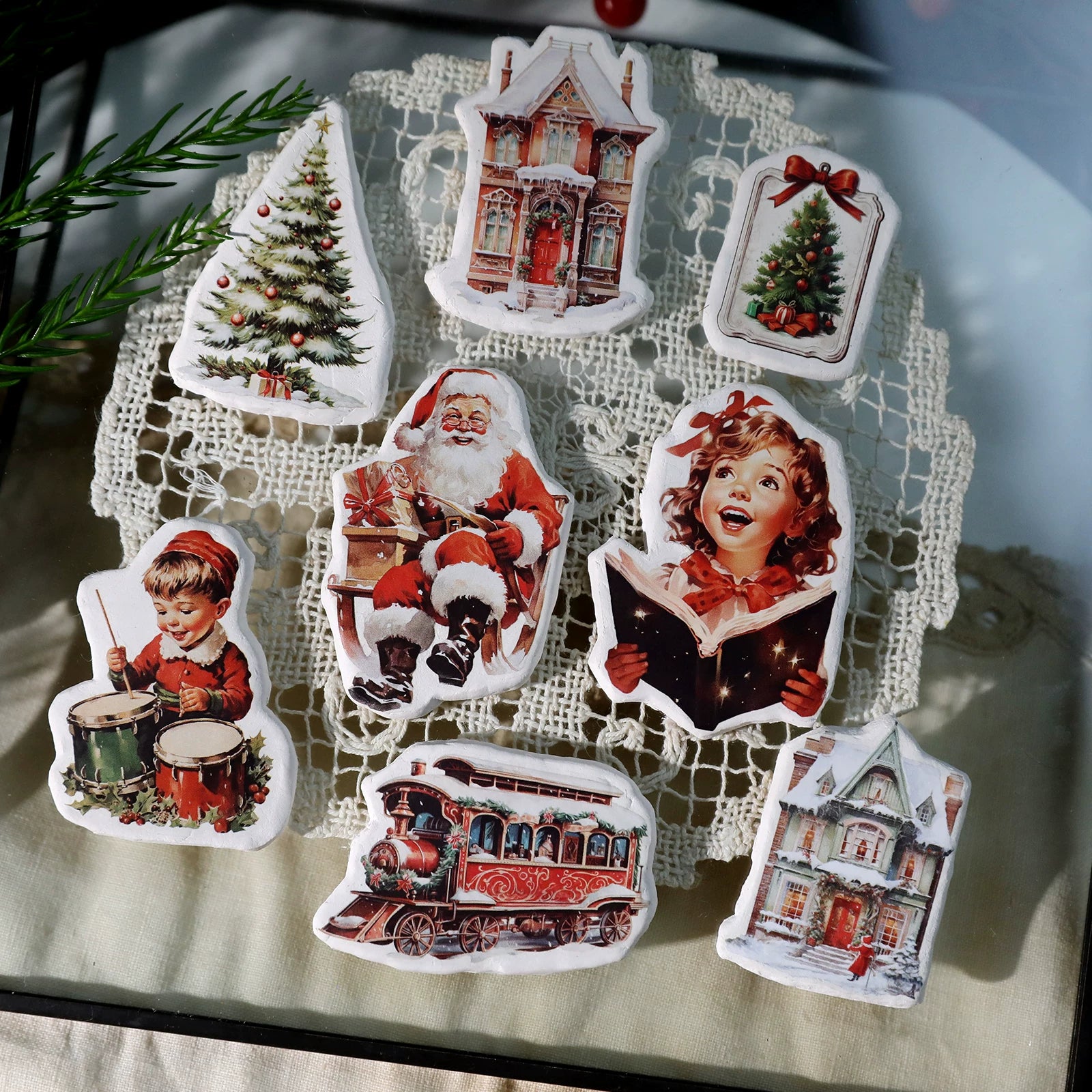 3 Sheets Rub on Stickers - Vintage Christmas