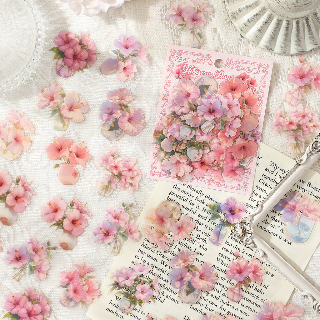 30 Pcs Potted Flowers PET Stickers HJXS