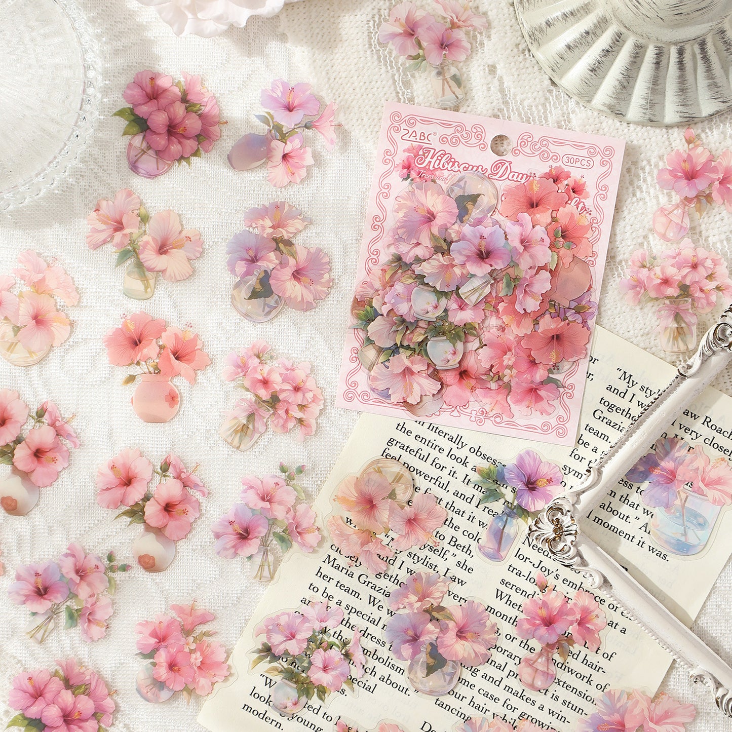 30 Pcs Potted Flowers PET Stickers HJXS