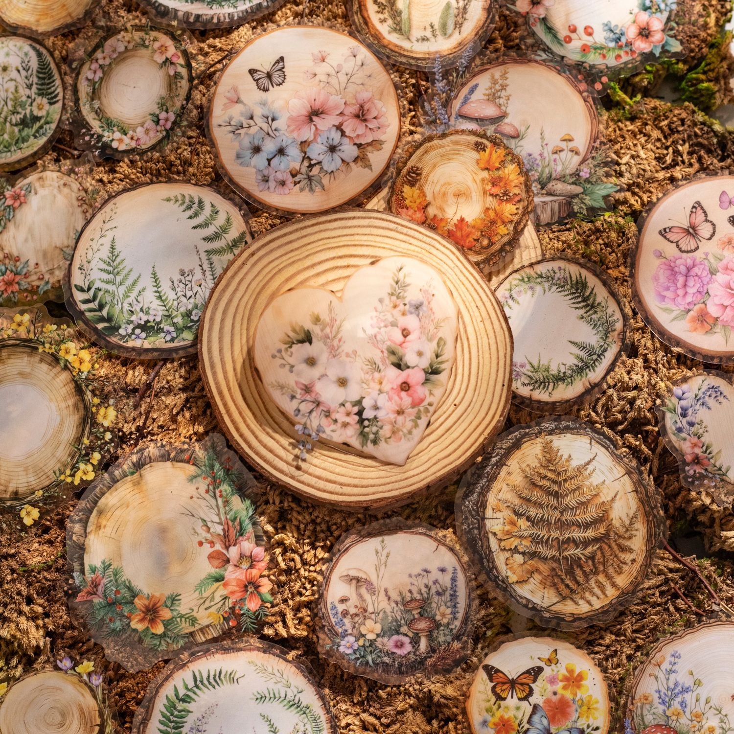 10 Pcs Wooden Art PET Stickers MPSZ