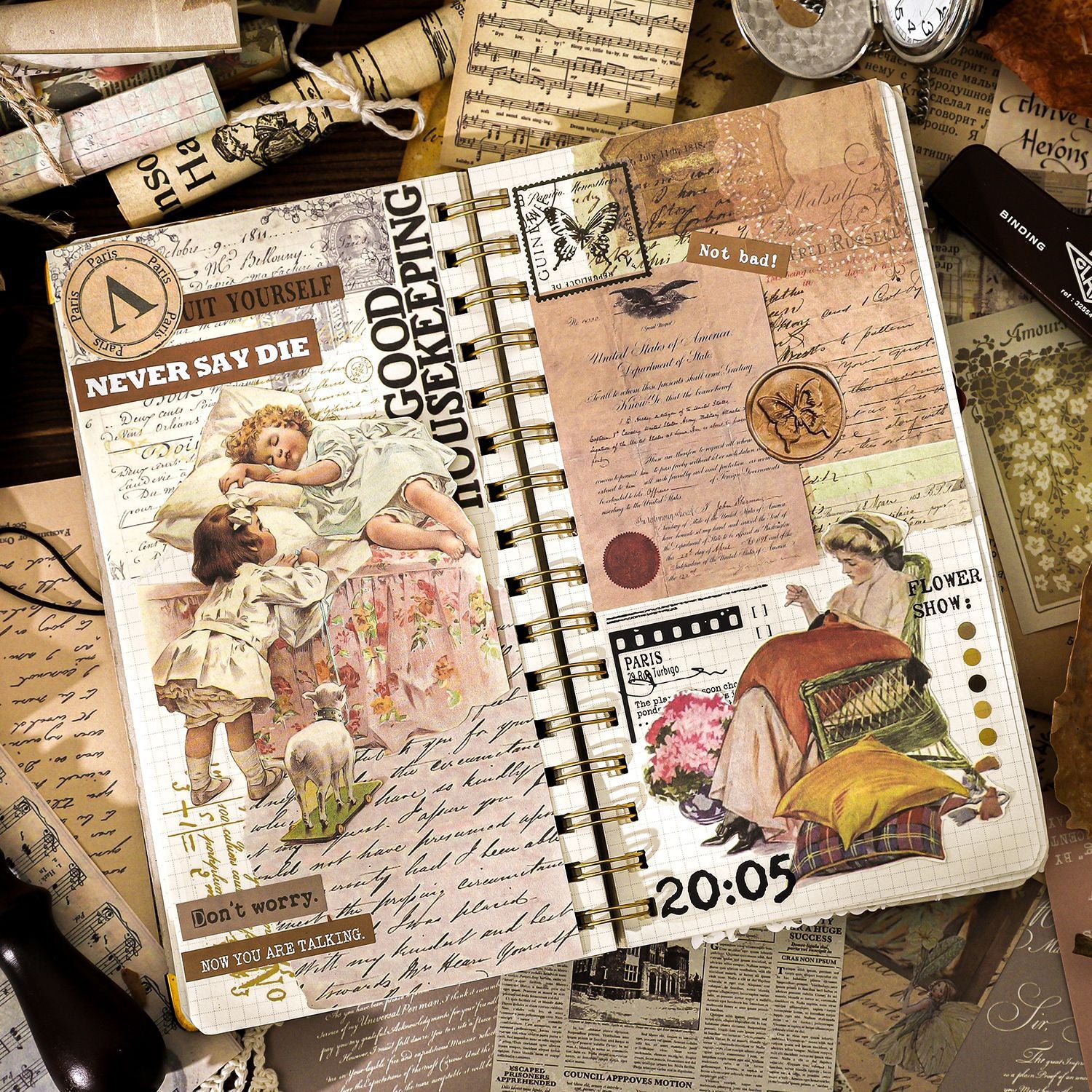 100 Sheets Vintage Junk Journal Paper YYSL