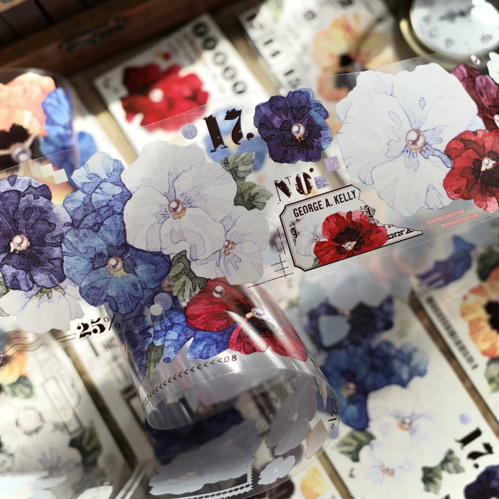 Floral Decorative Tape Rolls- Gathered Pansies