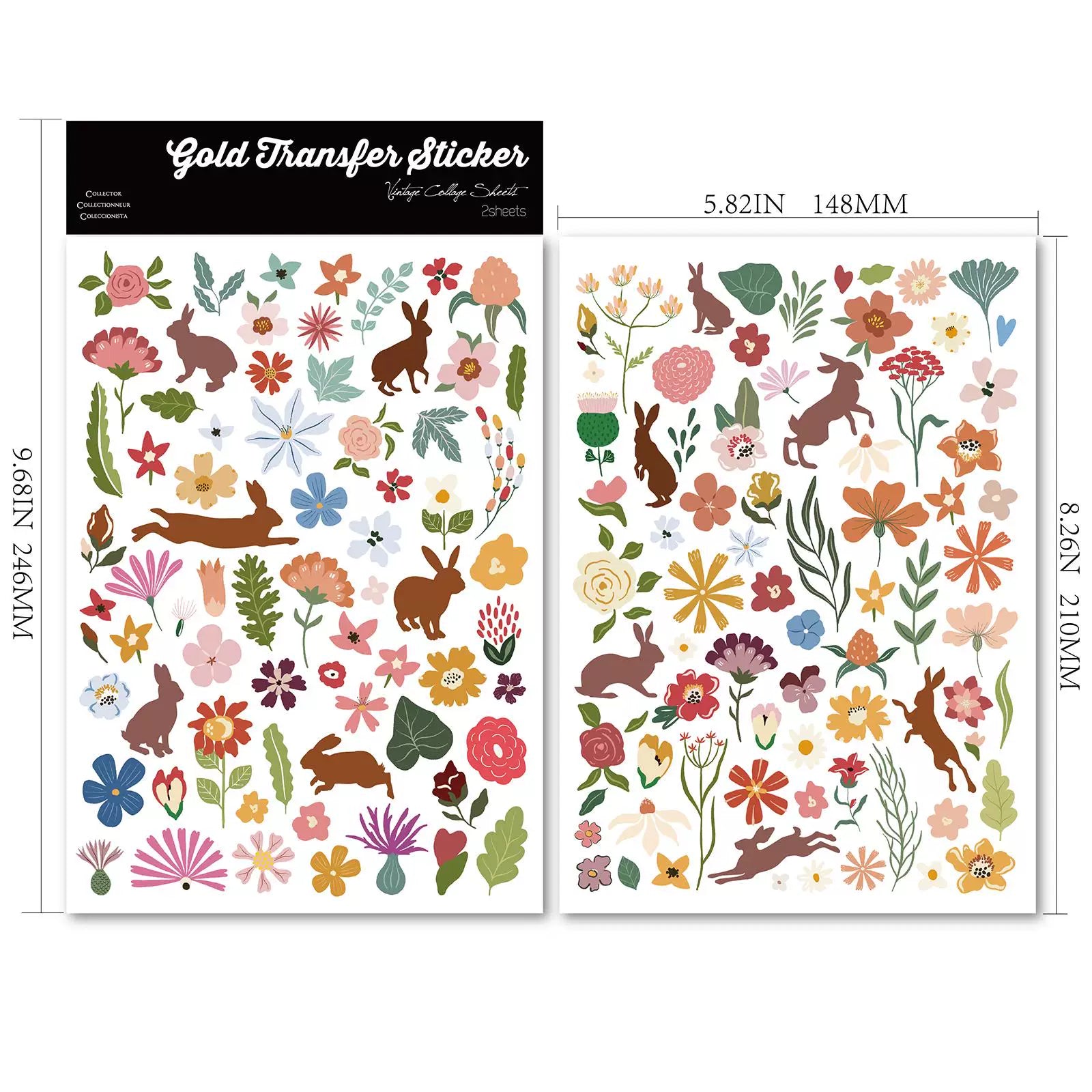 2 Sheets Waterproof Rub on Stickers - Easter Bunny