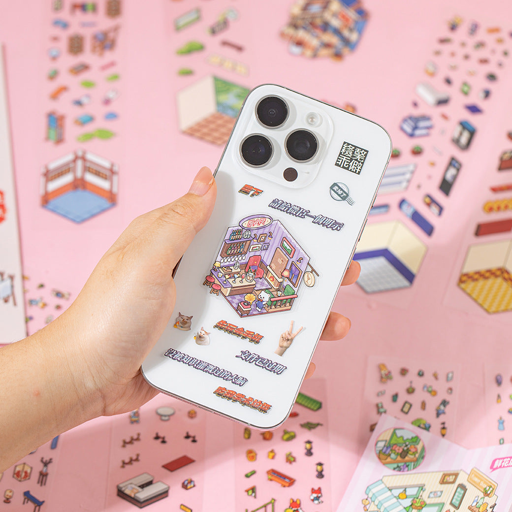 12 Sheets 3D Scene Diy Stickers Book ZXXL