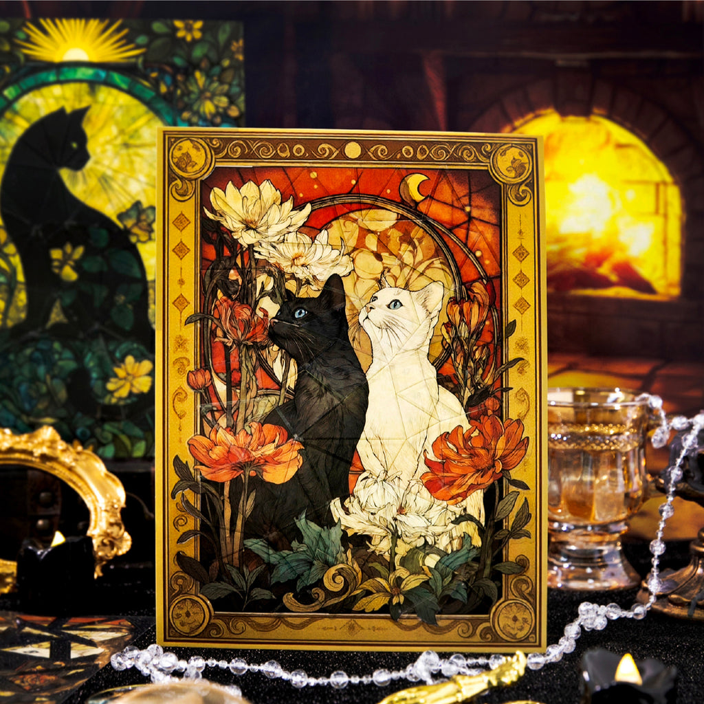 Cat Themed Vintage DIY Puzzle Stickers MDJN