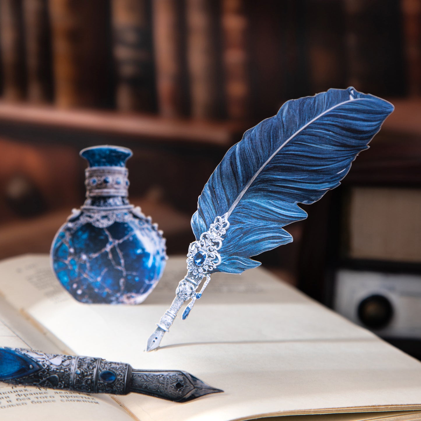 10 Pcs Feather Pen Cardstock Stickers BMZC