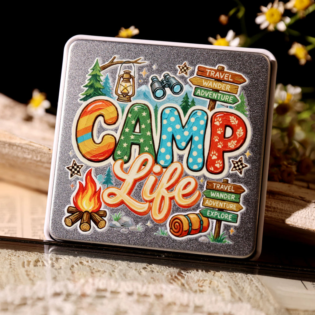 2 Sheets Waterproof Rub on Stickers - Camping