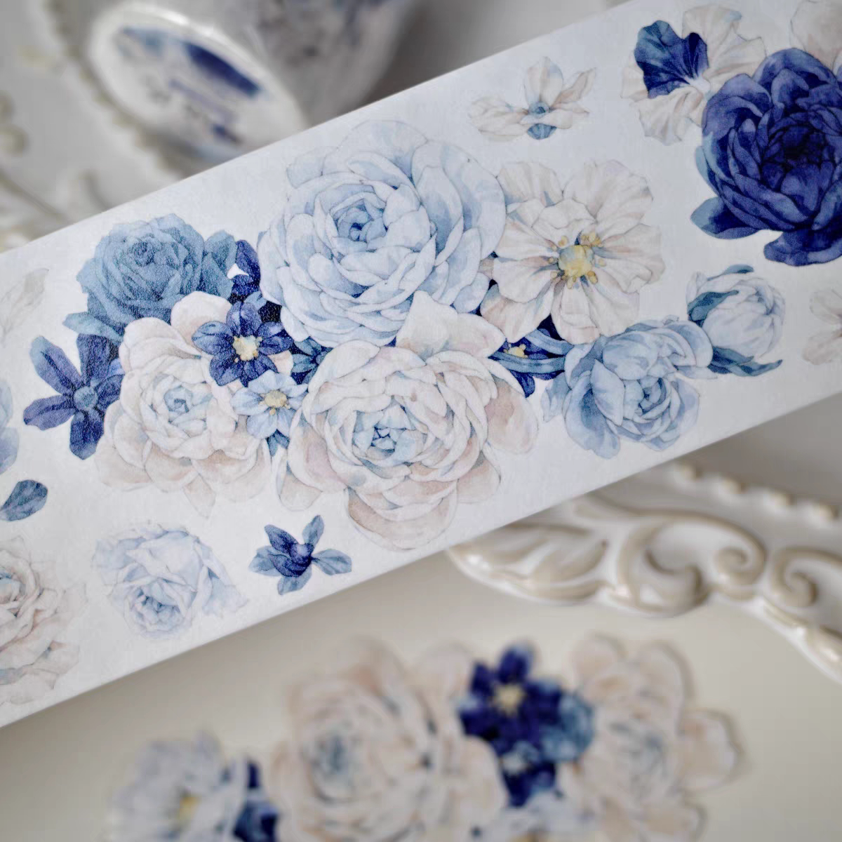 Floral Decorative Tape Rolls- Moonlit Rose Indigo