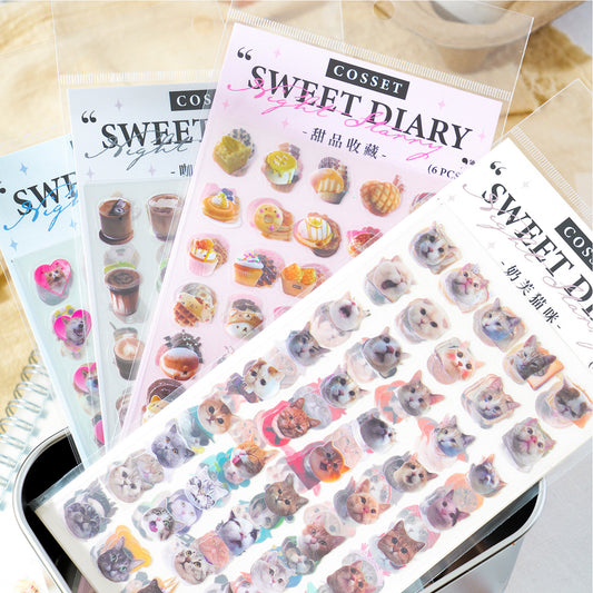 6 Sheets Dessert Animal Stickers TZRJ