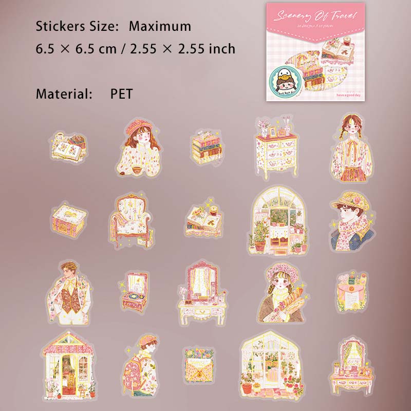 20 Pcs Travel Girl PET Stickers LJFJ