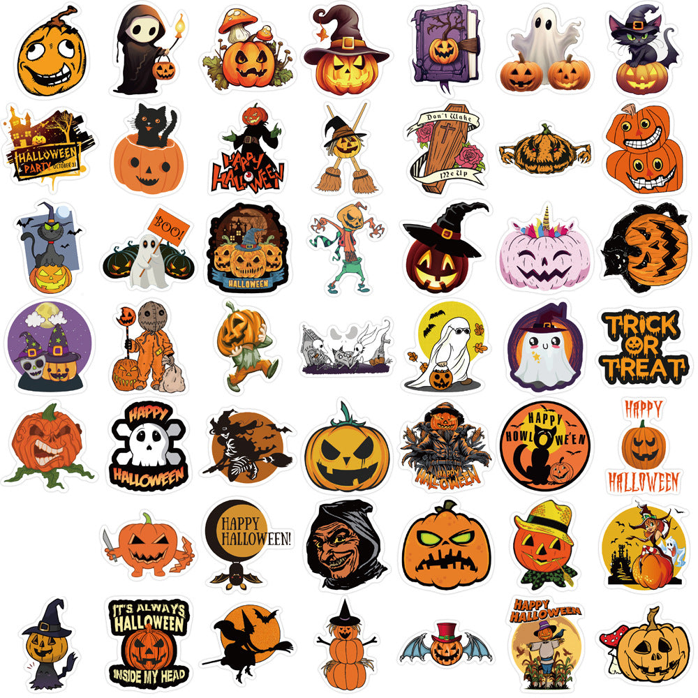 50 Pcs Vinyl Halloween Pumpkin Stickers WSJ413