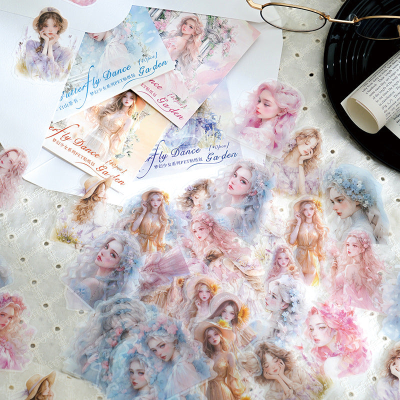 30 Pcs PET Girl Stickers MHSN