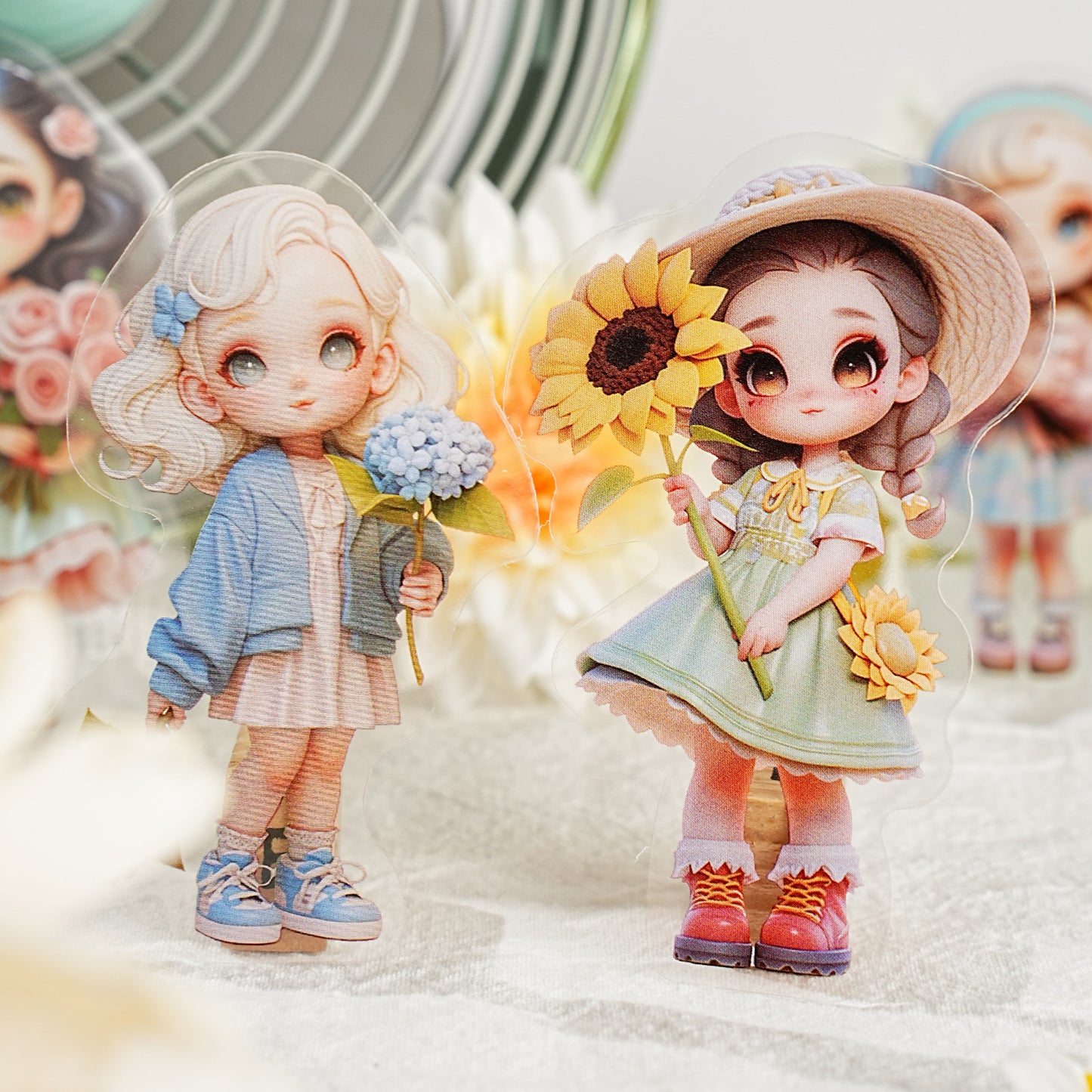 10 Pcs Carton Kids Girl PET Stickers MQSN