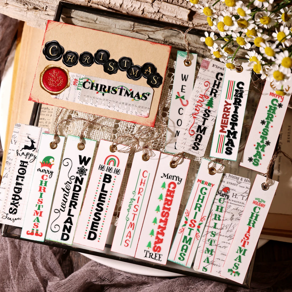 2 Sheets Waterproof Rub on Stickers - Christsmas Words