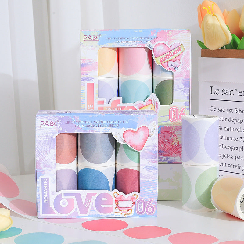 6 Rolls Morandi Dot Washi Plannrr Stickers Tape LMXC