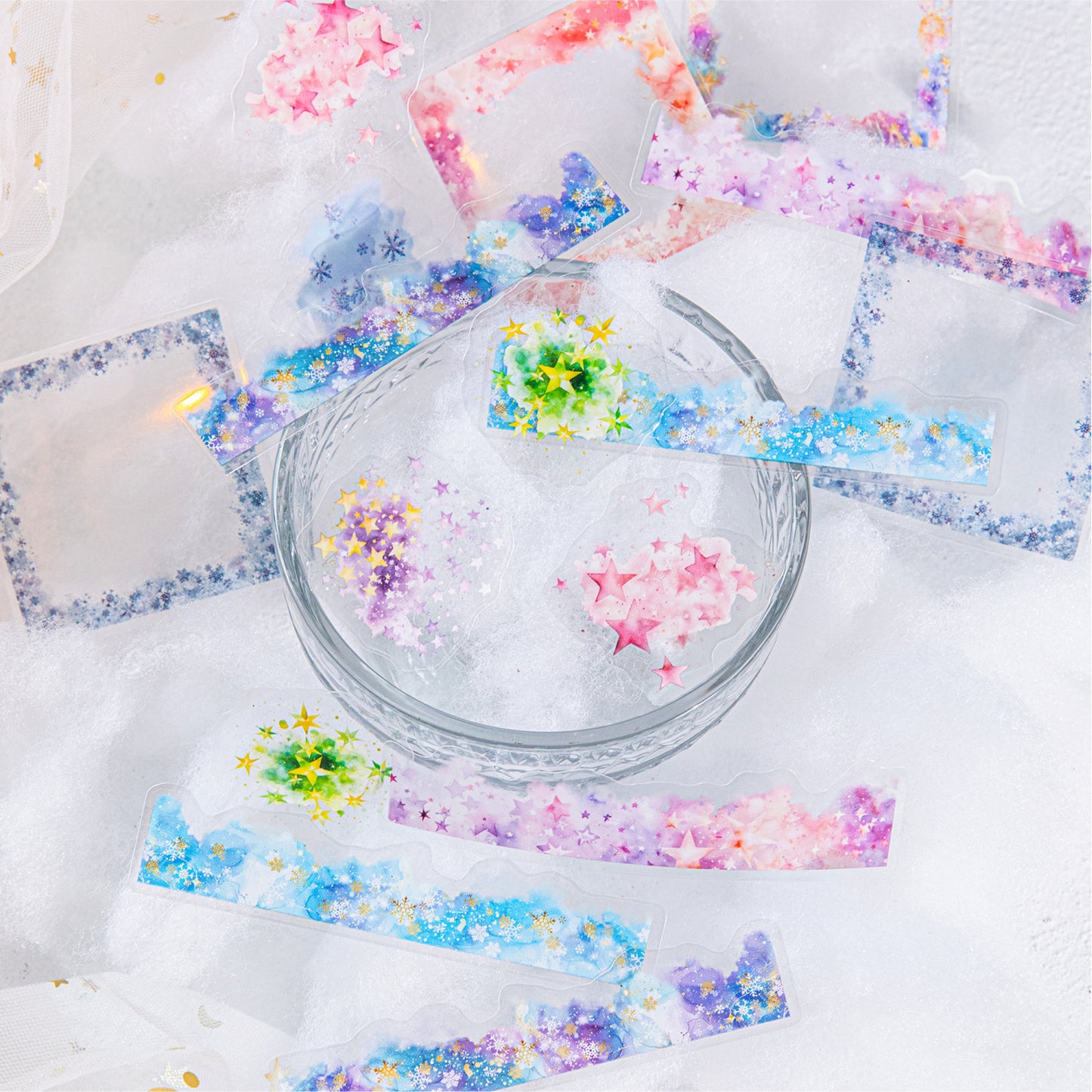 20 Pcs Watercolor Frame PET Stickers SCMTQ