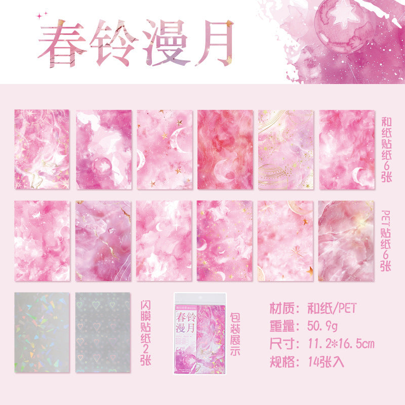 14 Pcs Colored Washi and PET Stickers CYXH