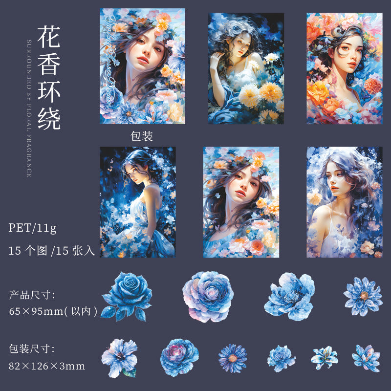 15 Pcs Holographic Girl PET Stickers YHHM