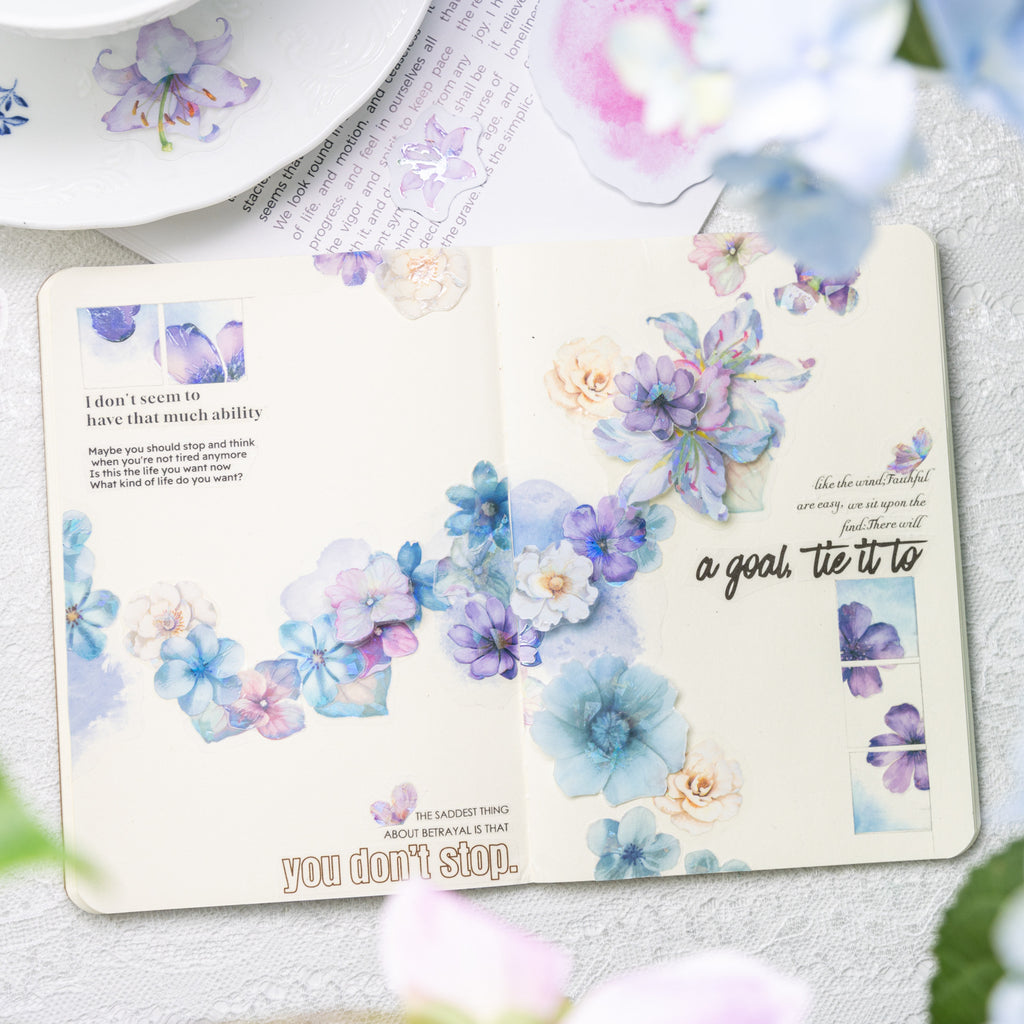30 Pcs Watercolor Flower Stickers SWYBSJ