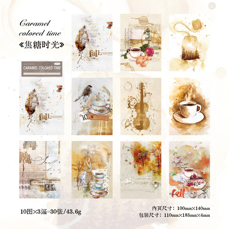 30 Pcs Coffe Theme Junk Journal Paper KFZL