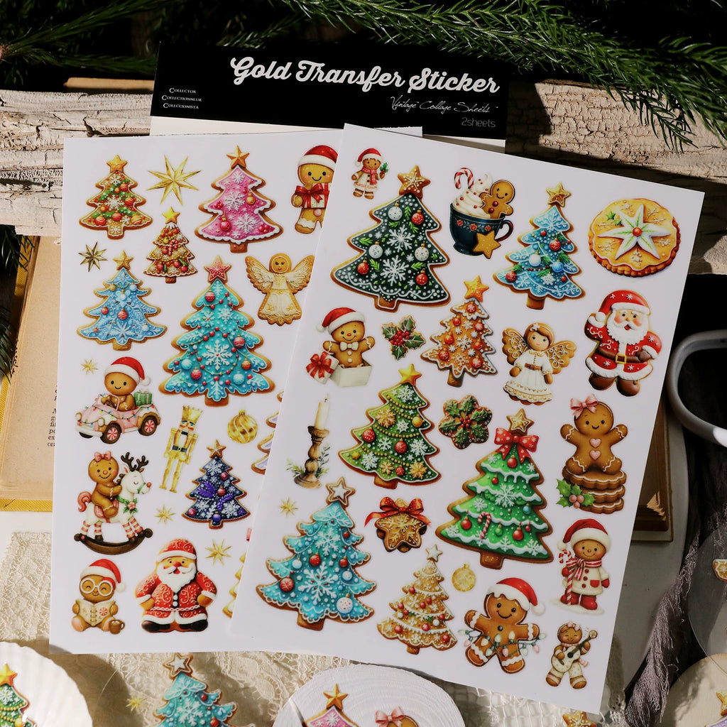 2 Sheets Waterproof Rub on Stickers - Christmas Tree