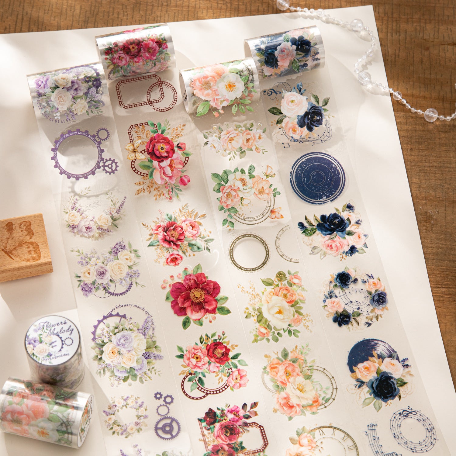 1 Roll Flowers PET Stickers Tape HKXL